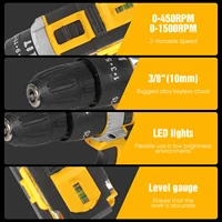 Perceuse à percussion sans fil 21V, tournevis électrique, marteau perforateur électrique, Mini perceuse à main sans fil, batterie Lithium-Ion, outils électriques 4