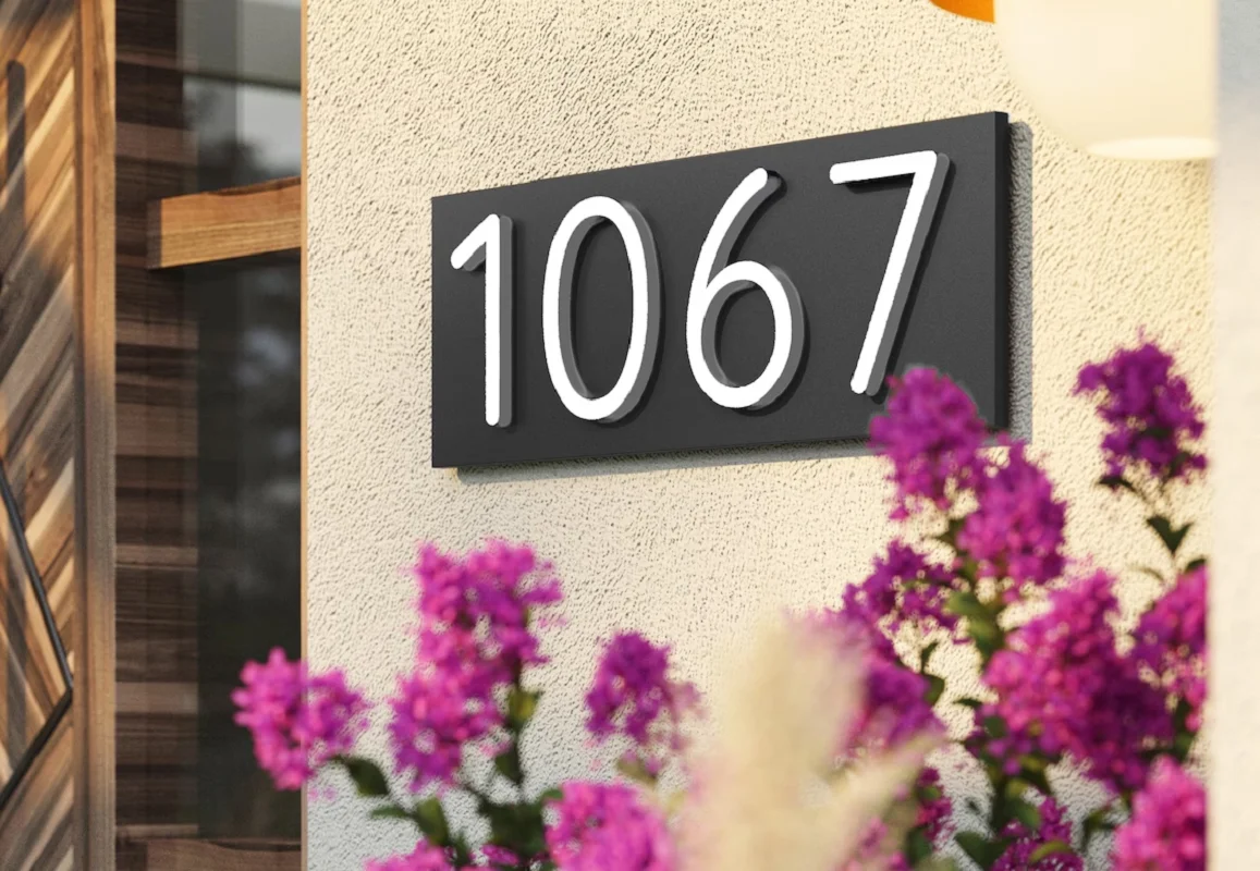 Custom Modern House Number Sign Matte Acrylic Address Digit Sign Outdoor Waterproof Plaques Large Vertical & Horizonta Door house number signs door signs house numbers house wall plaques number plate