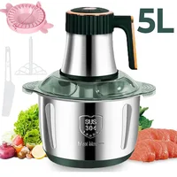 Hachoirs à viande électriques 5L, broyeur alimentaire en acier inoxydable 304, trancheur de légumes multifonctionnel, hachoir, robot culinaire pour bébé 1
