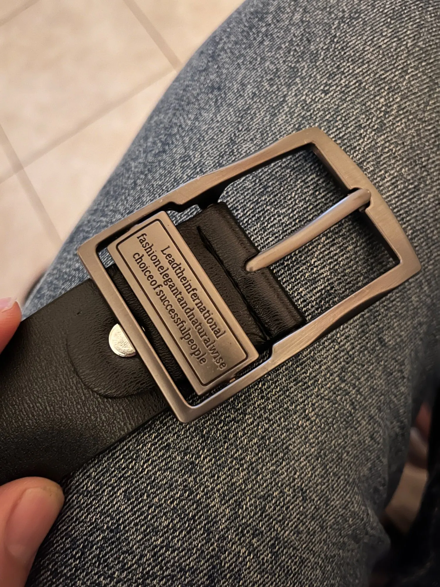 MIDNIGHT SOVEREIGN™ – Black Buckle Genuine Leather Belt photo review