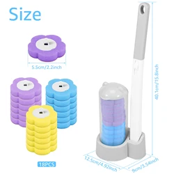 Disposable Toilet Brush Kit with Wall - Mounted Holder and Refills - Long Handle Cleaning Tool (1 Gray 18 Head ABC)