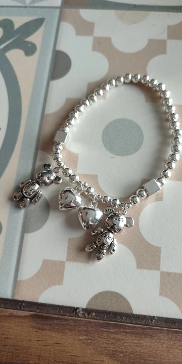 Silver Beaded Bracelet | Sterling Silver Bear Design photo review