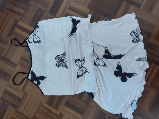 Elegant Butterfly Print Pajama Set with Cami & Shorts photo review