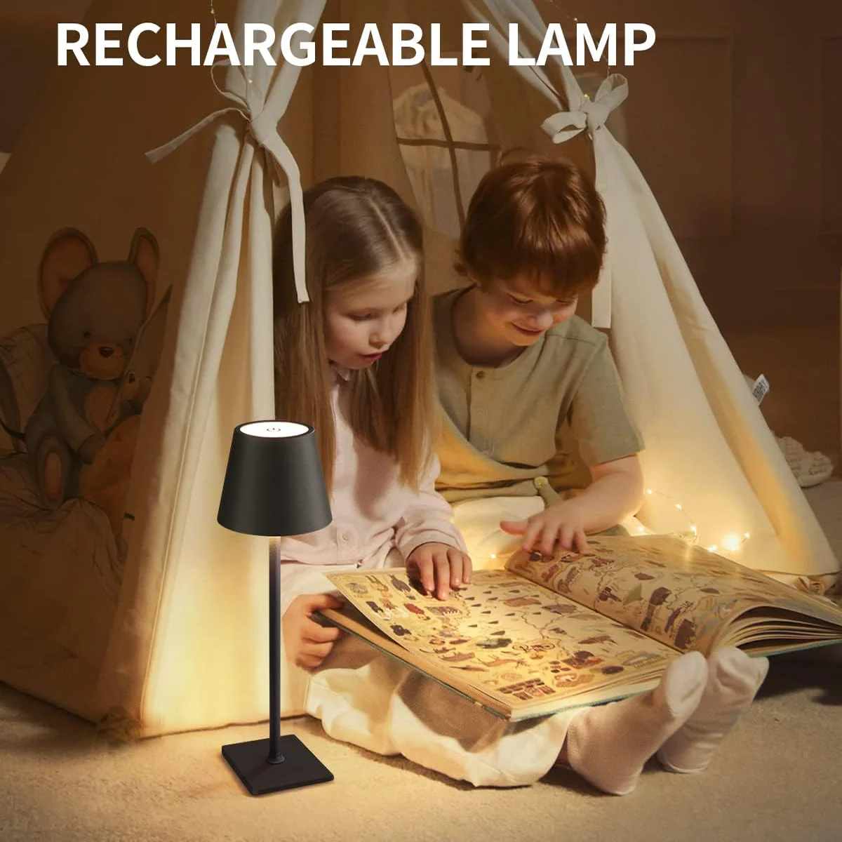 LED 무선 테이블 램프 터치 센서 디밍 침대 옆 램프, USB 충전식 독서등, 바, 레스토랑 장 야간 조명
