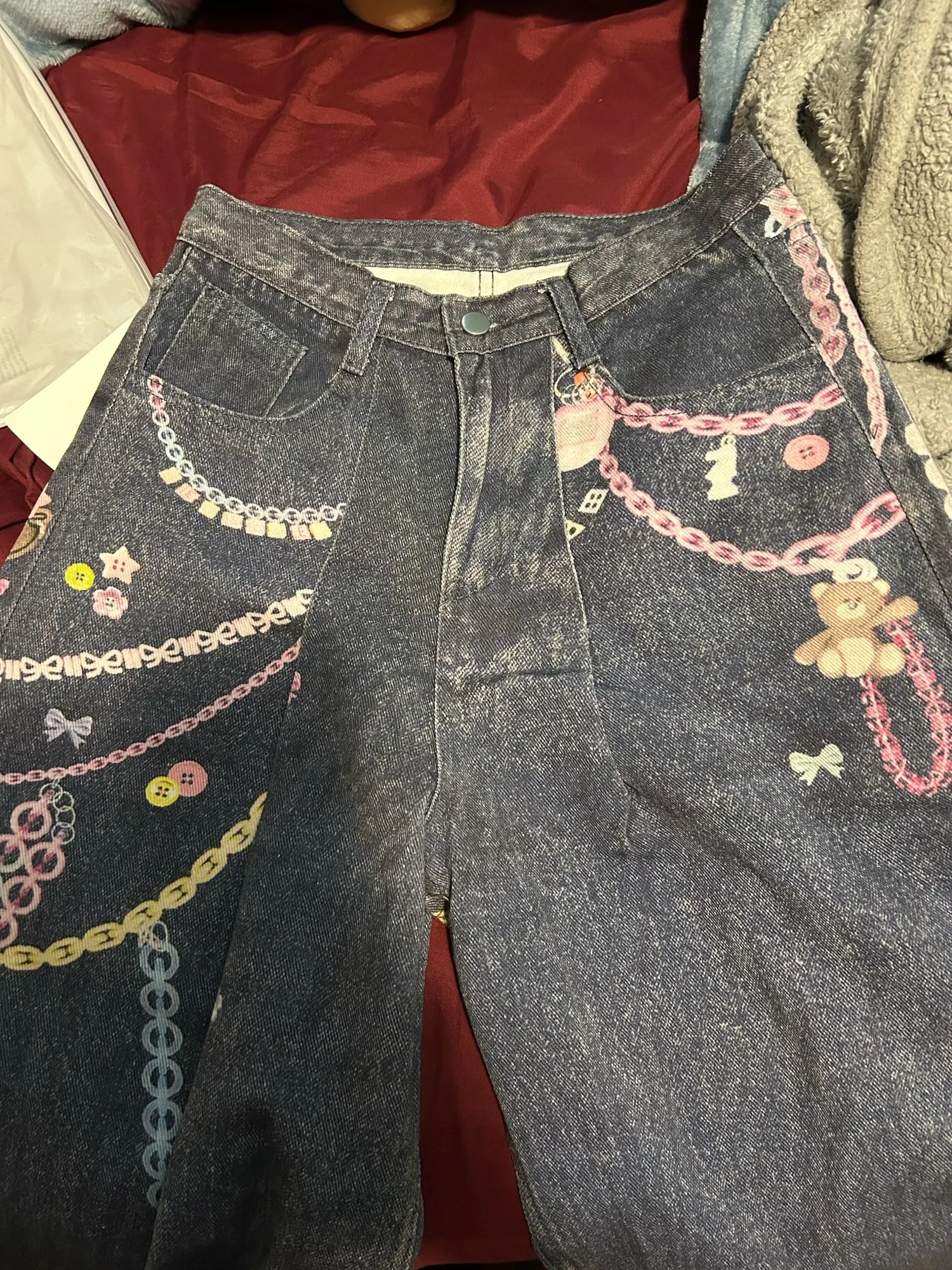 Rainbow Chain Print Bermuda Pants - Y2K Aesthetic photo review
