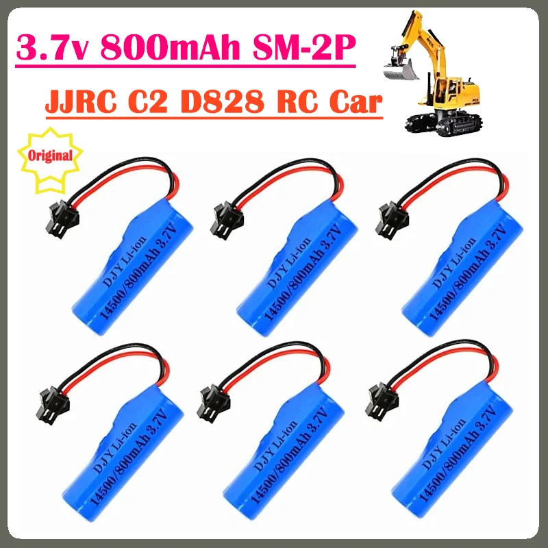 

Original 3.7v 800mAh Lipo Battery For JJRC C2 D828 RC Car Parts 14500 SM-2P USB For RC Stunt Dump Car Battery Toys Accessories