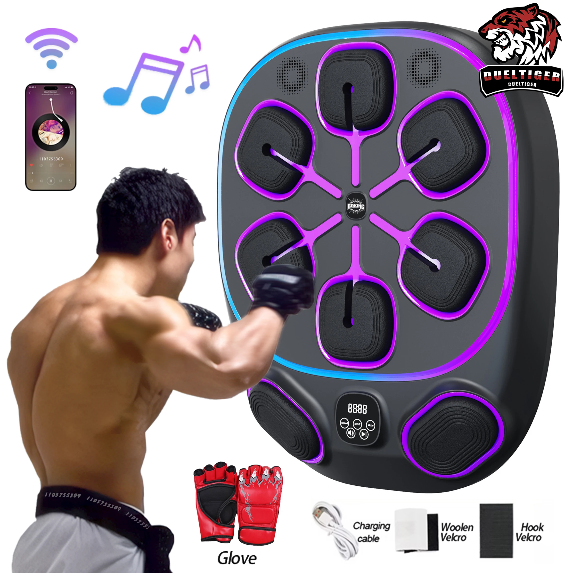 Smart Music Boxing Machine Bluetooth Adult Electronic Wall Target HookPunch Equipment Target Wall Mounted Gym Home Equipment head mounted speed ball boxing punching bag boxing speed ball boxing reaction ball music boxing toys
