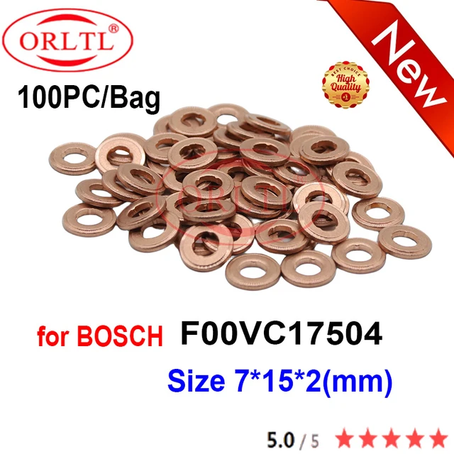 100PCS Copper Washers Shims F00VC17504 2.0mm F 00V C17 504 SIZE 7X15X2 For  Bosch Common