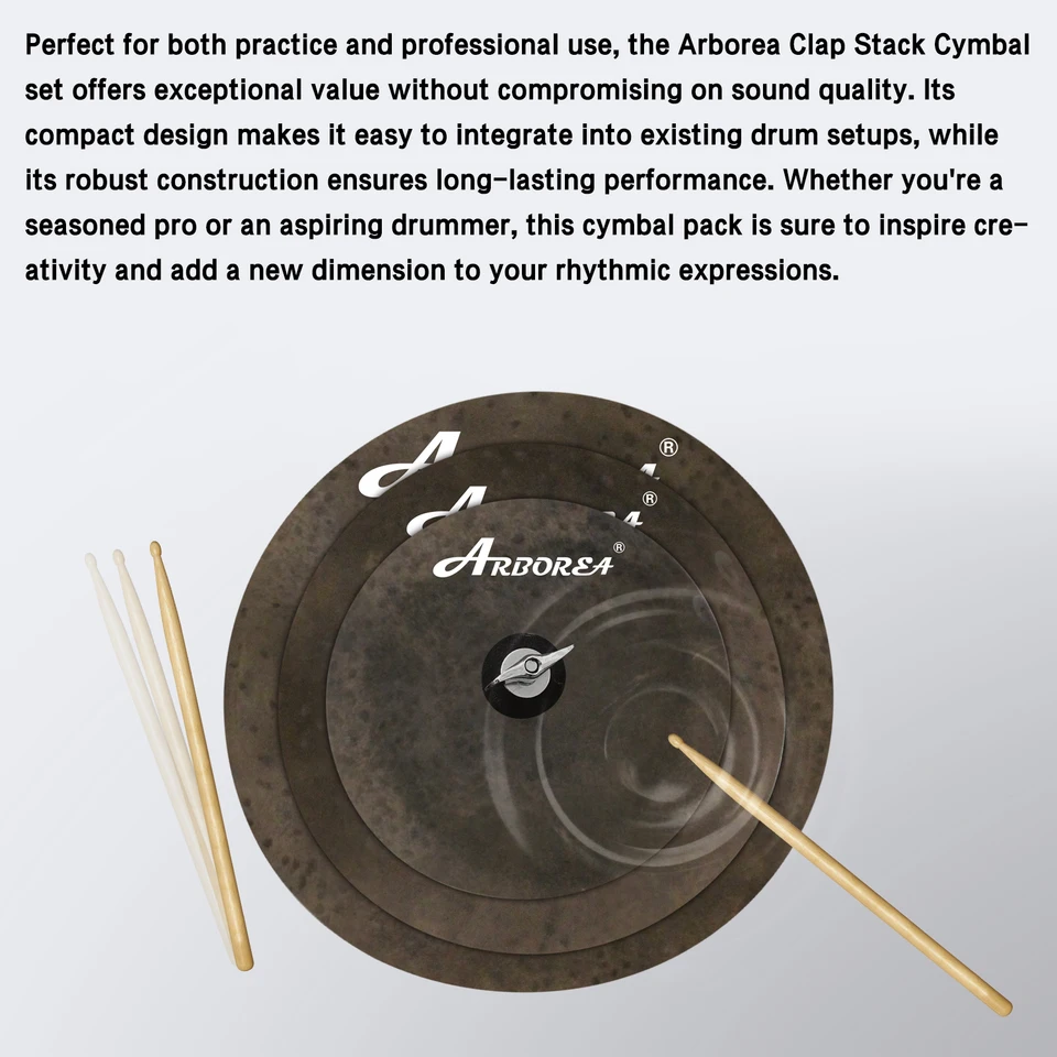 Cymbales Clap Stack Cymbal 11 "13" 15 "3 Pièces Effet Lumineux Son Doré Smack Stack Tambour Cymbale Pack Pour La Pratique