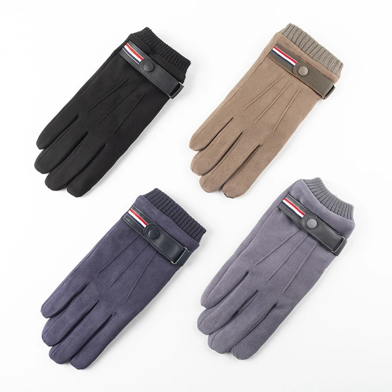 Men's Winter Warm Gloves Suede Split Military Finger Driving Ski