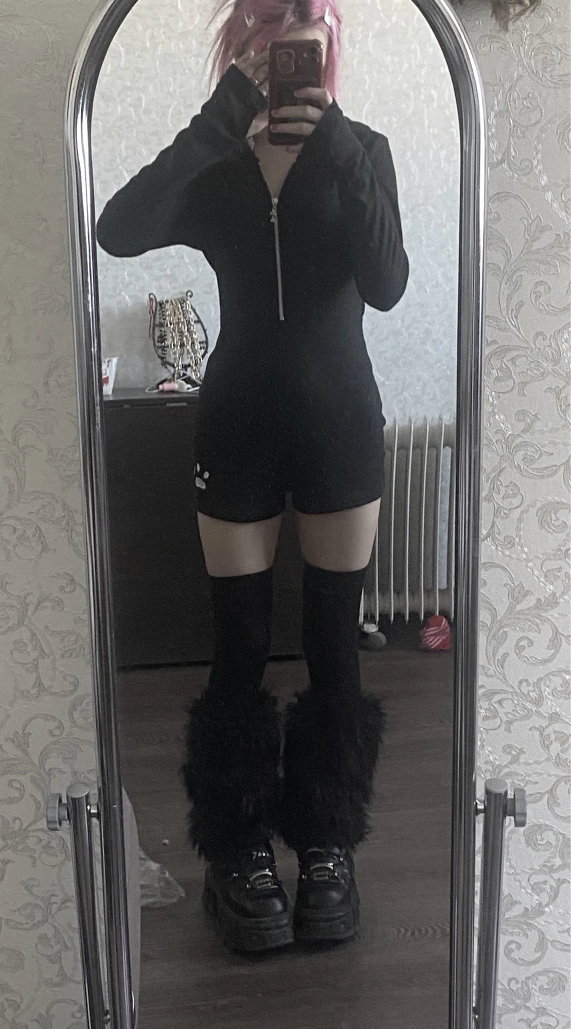 Black Cat Coat and Jumpsuit Set - Kawaii Coquette photo review