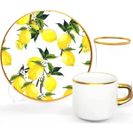 

Toygar Damla Asena Tea Coffee Set 6 Pieces Lemon White