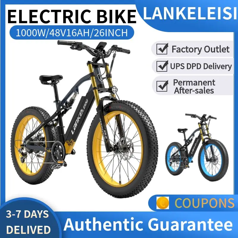 Presa Di Fabbrica Ups Consegna Lankeleisi Rv700 1000W 48 V16Ah Freno Idraulico A Doppia Sospensione 26*4.0 Fat Bike Snow Bike