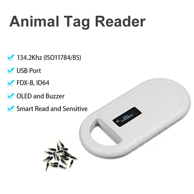 Pet Microchip Scanner Handheld Animal Chip Reader Portable RFID Reader Supports for ISO 11784/11785 FDX-B and ID64 EMID 2