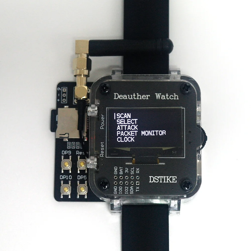 

DSTIKE Deauther Watch V4S （Deauthe&Bad USB） ESp8266+Atmega32u4 1000mAh Battery SD card USB Rubber Ducky Arduino silicone Strap