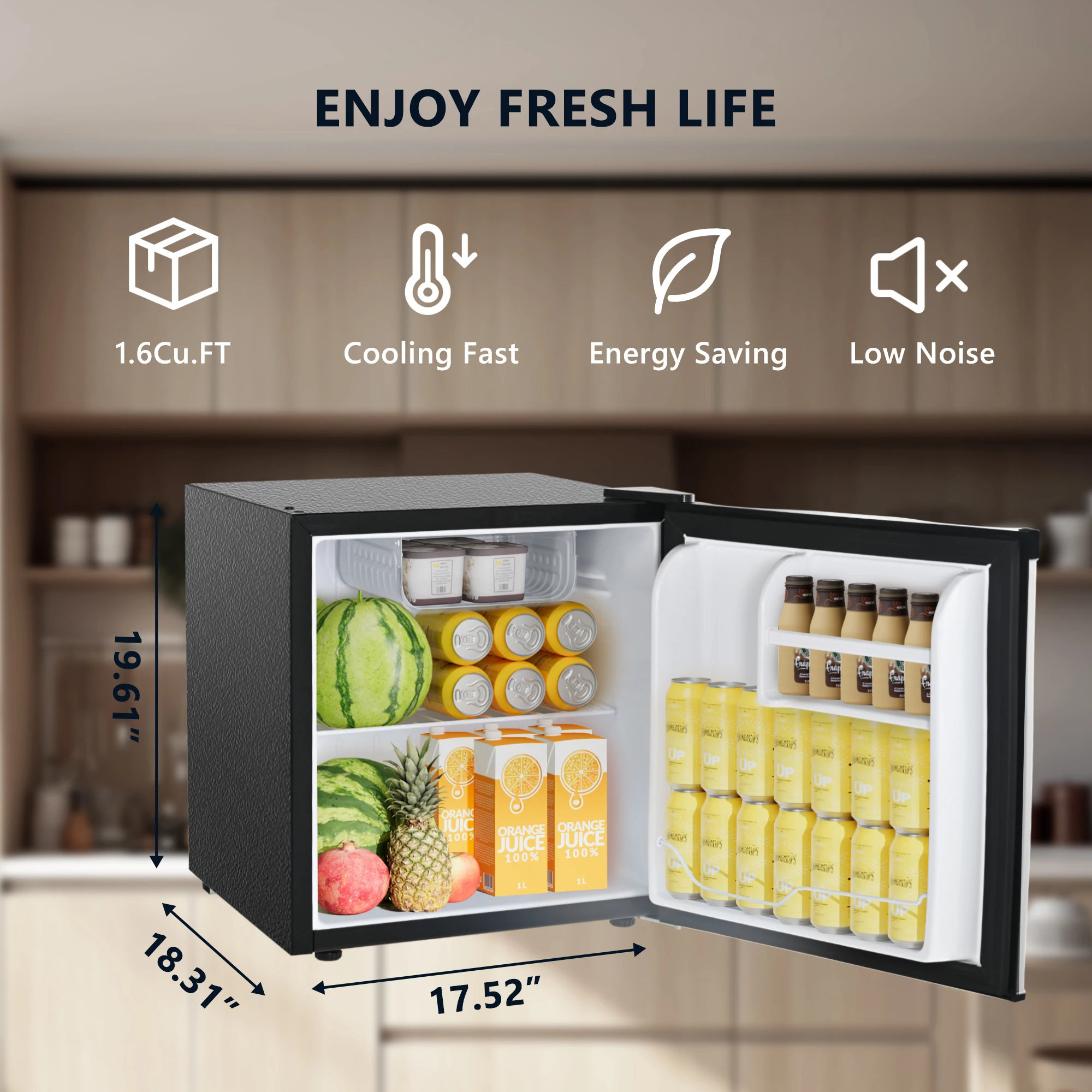 ICYGLEE 1.7 Cu.Ft Mini Fridge with Freezer Reversible Single Door Compact Refrigerator Adjustable Fridge for Bedroom Office Dorm 3