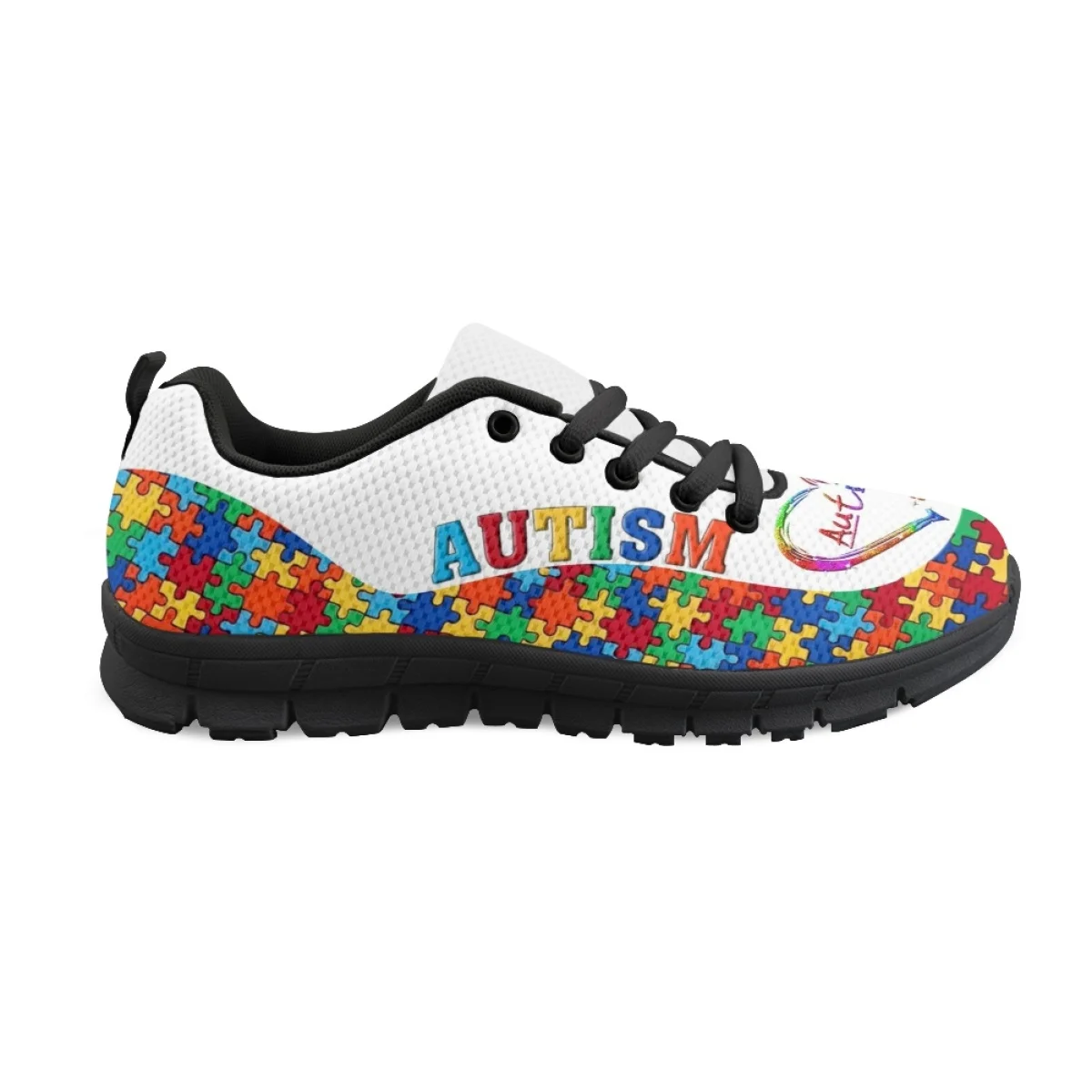 INSTANTARTS 2023 New Sneakers Autism Awareness Love Pattern Women's Casual Flats Outdoor Lightweight Sport Skateboard Shoes Gift