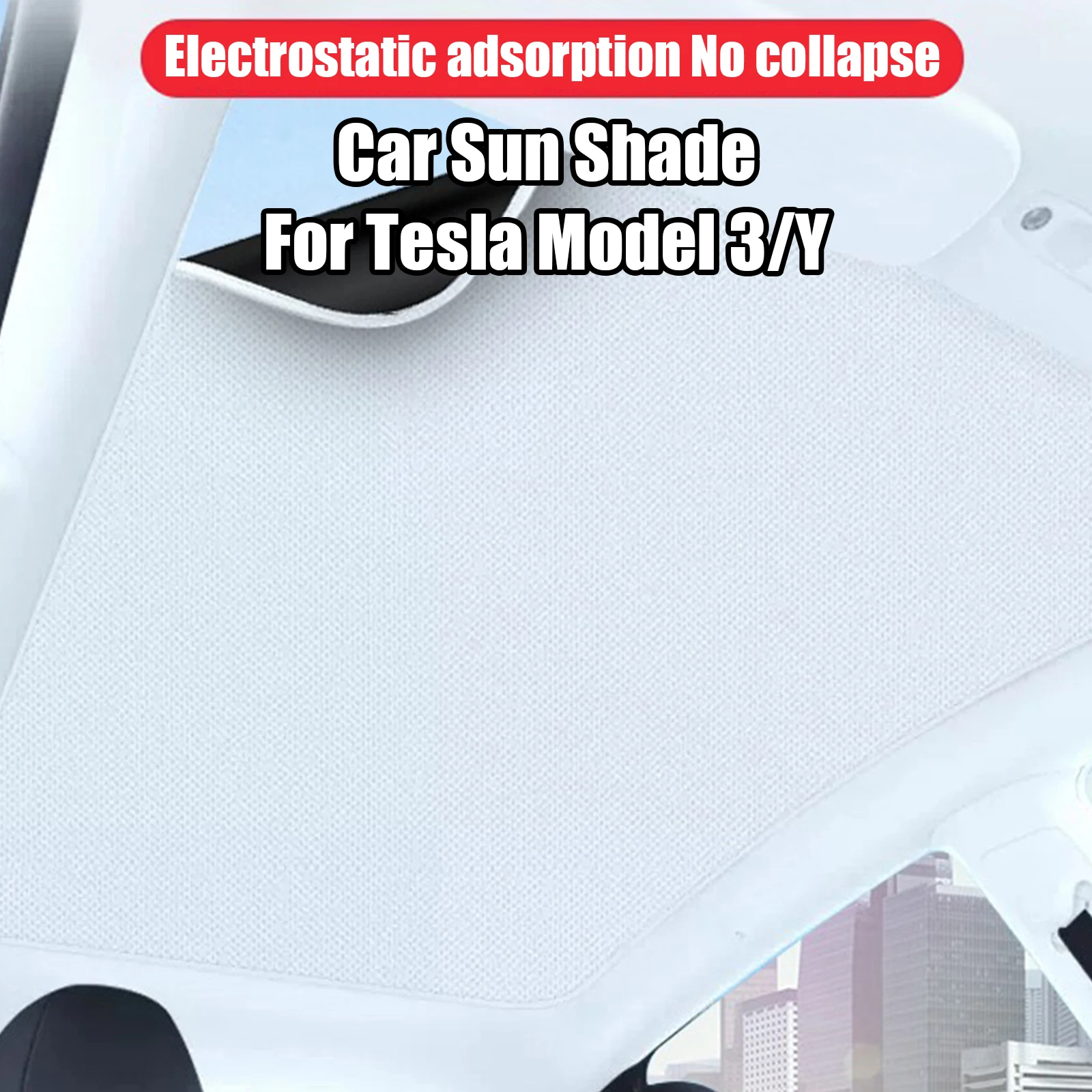 2PCS Electrostatic Adsorption Sunshade Curtains For Tesla Model 3/Y Sunroof  Car Roof Heat Insulation Skylight Sunscreen