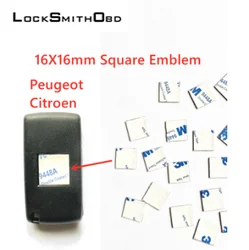 LOCKSMITHOBD 10 pcs 16mm Original Car Key Sticker Square Shell Emblem Symbol auto repalcement Logo For Peugeot  For Citroen
