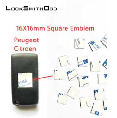 LOCKSMITHOBD 10 pcs 16mm Original Car Key Sticker Square Shell Emblem  Symbol auto repalcement Logo For Peugeot For Citroen - AliExpress