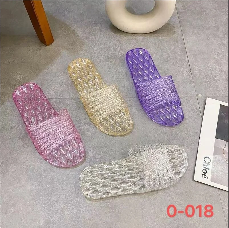 

Crystal sandals for women at home, flat-soled women's shoes, non-slip and anti-odor flip-flops for women