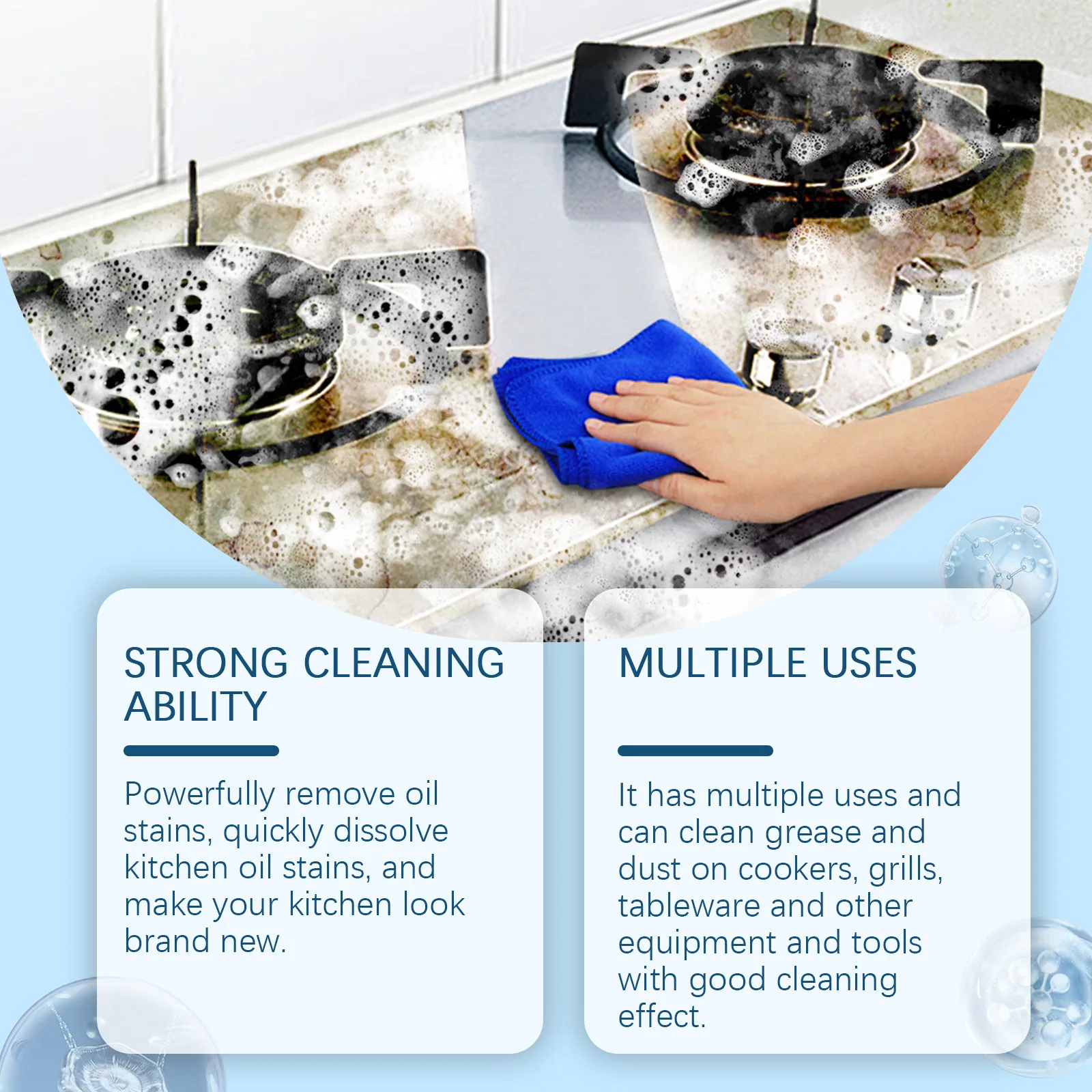 Jakehoe 100ml Kitchen Heavy Oil Foam Cleaner Oil Stain Remover Range Hood Foam Cleaning Detergent Kitchen Grease Cleaner Spray