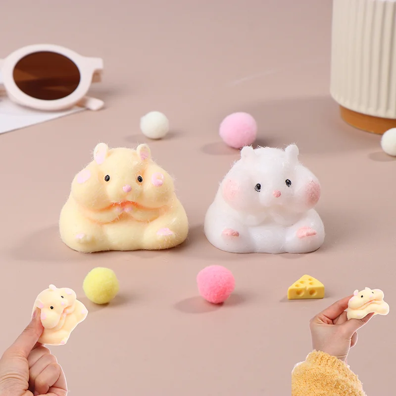 Flocking Doll Cute hamster Children Plush Toy Capsule toys kawaii fatty milky hamster flocking plush dolls gashapon toys pet toys fashion dolls hamster toy