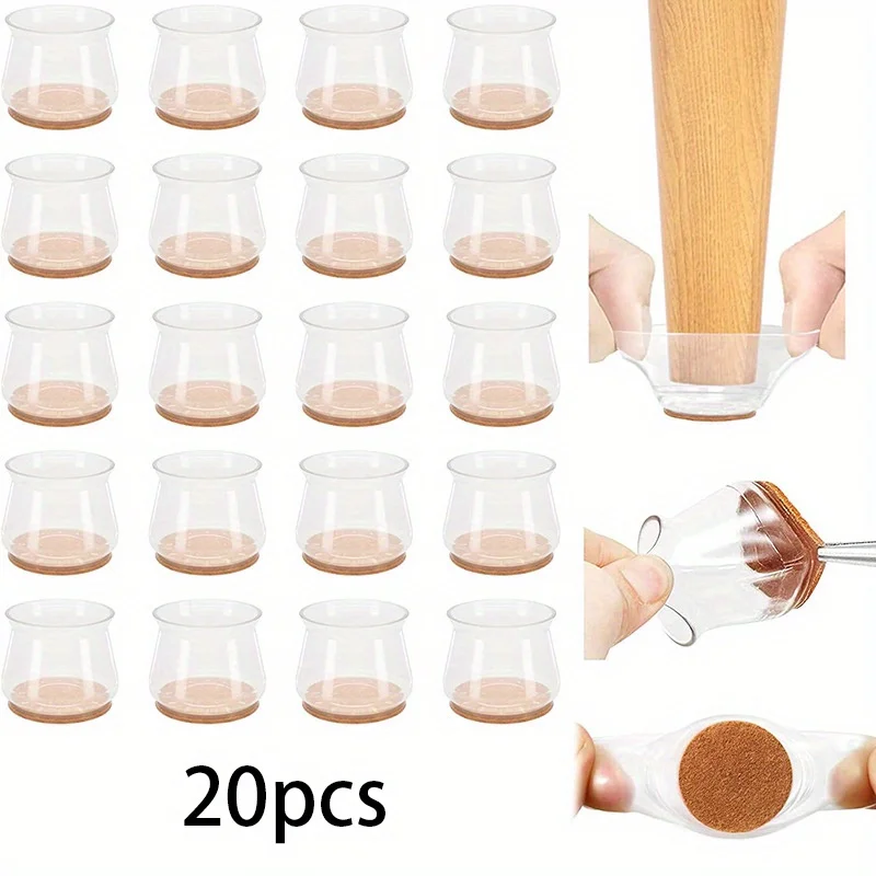 Non-Slip Silicone Chair Leg Covers with Felt Pads - Thick, Wear-Resistant Floor Protectors