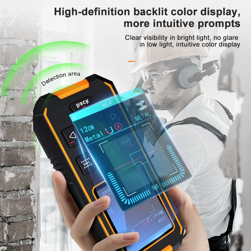 NOYAFA NF-513 Wall Scanner Metal Detector Pipeline Reinforced AC Live Cable Wires Metal Wood Stud Find with Positioning Hole Wal 6