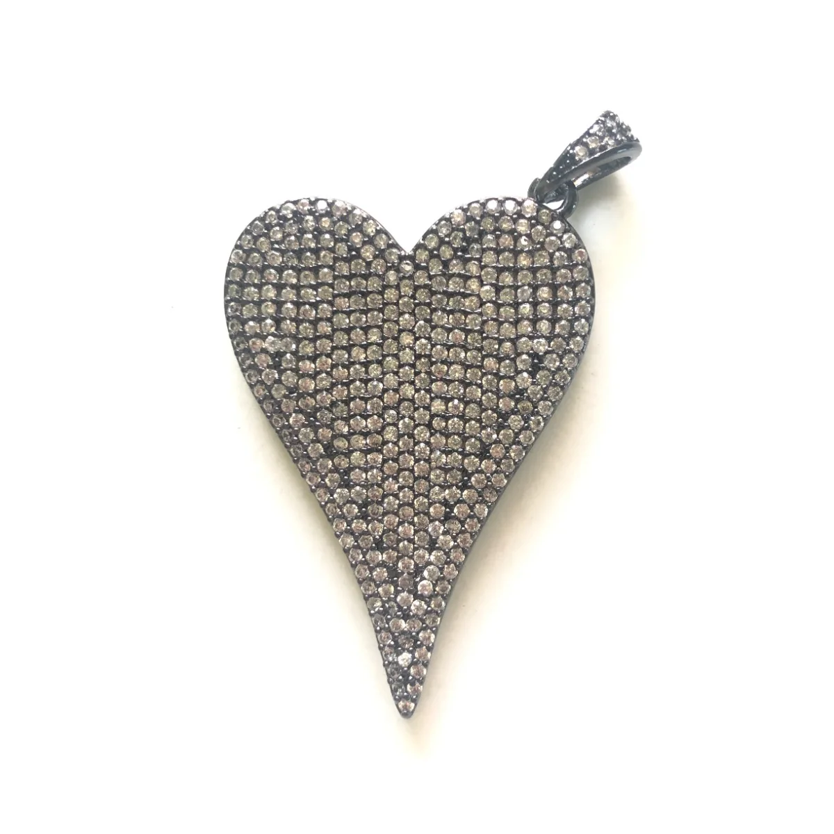 5pcs Big Size Heart Pendant for Woman Jewelry Making Cubic Zirconia Pave Large Charm for Girl Bracelet Necklace Bangle Accessory