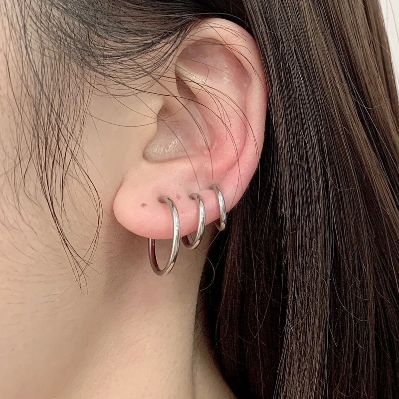 Orecchini Finti Orecchino Uomo Cerchio Acciaio Orecchini Uomo