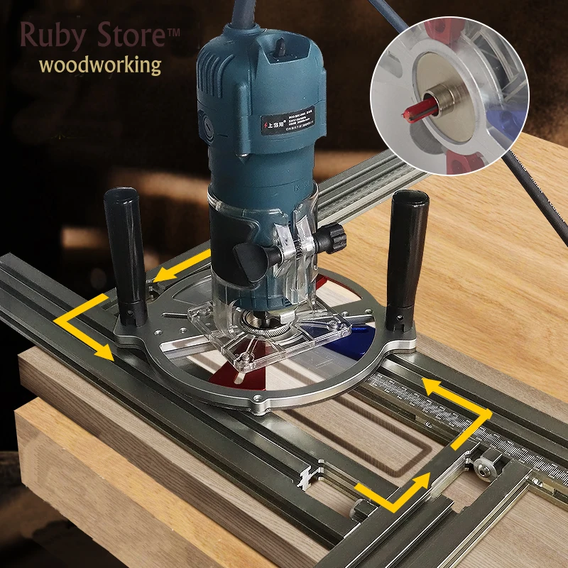 WoodworkingAluminumAdjustablePrecisionRouterTemplateGuideUniversalRouterBasewith