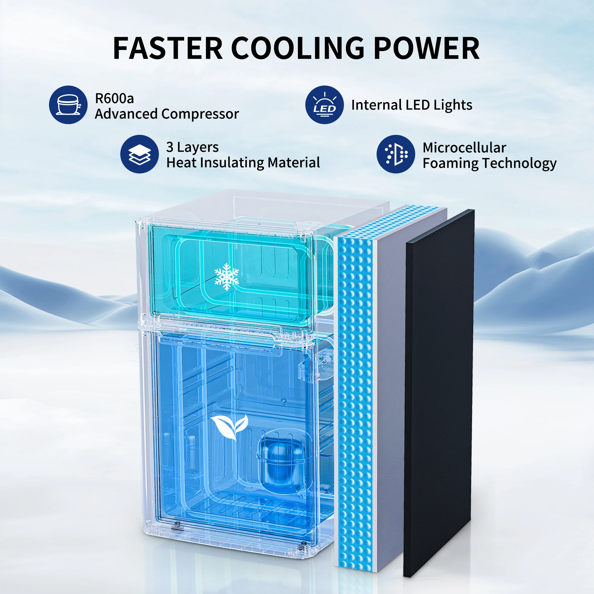 ICYGLEE Mini Fridge with Freezer 3.2 Cu.Ft Mini Refrigerator Dorm Fridge with 2 Door For Bedroom Apartment Office Cooling Drink 5