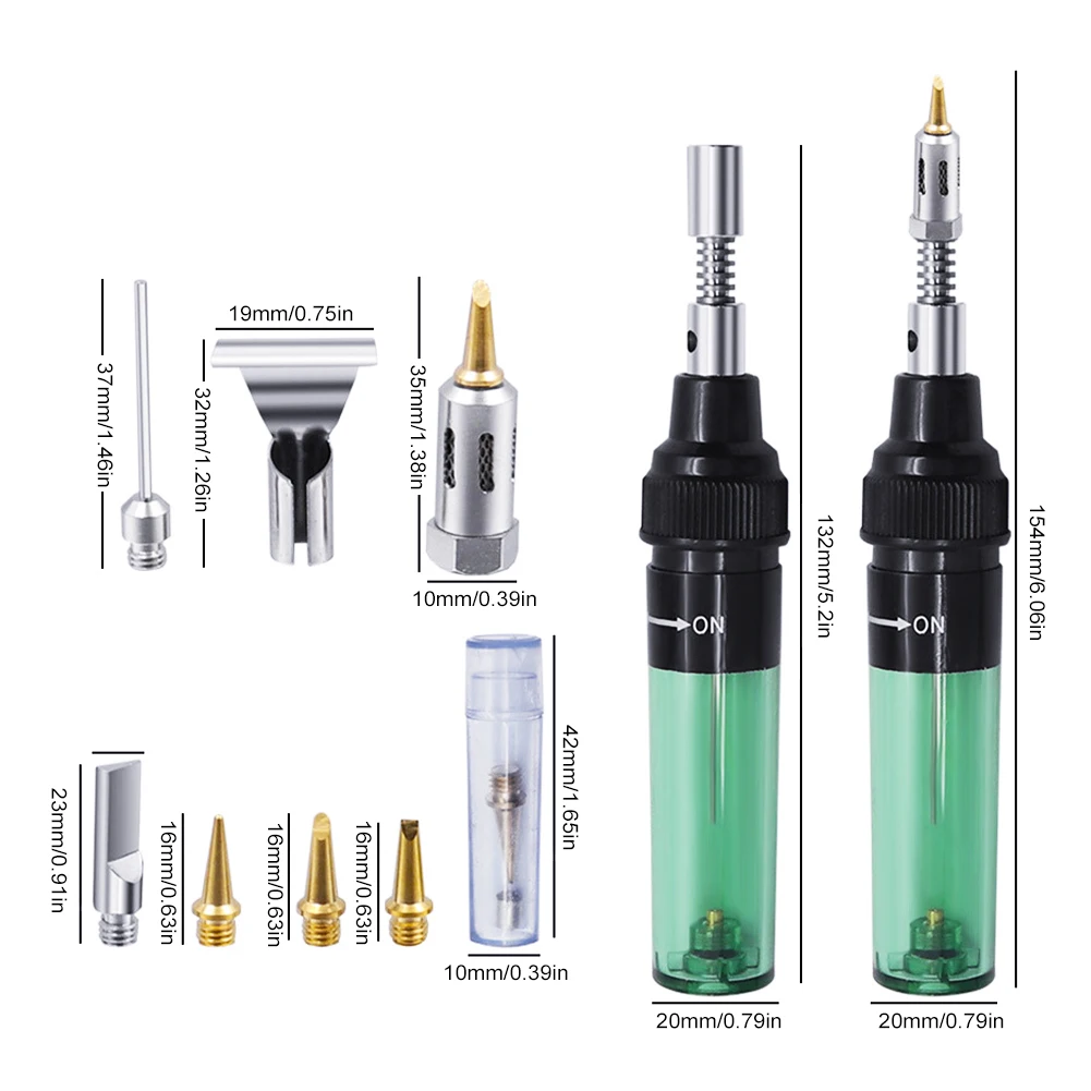 Portable Gas Soldering Iron Cordless Butane Gas Welding Gun Welding Pen 1300℃ Adjustable Burner Mini Butane Welder Tip Tools