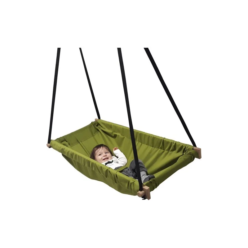 

Wooden Spring Pogo stick Baby Hammock Cradle (Green) 90x40cm 100 Cotton Wasable 20 kg Capacity