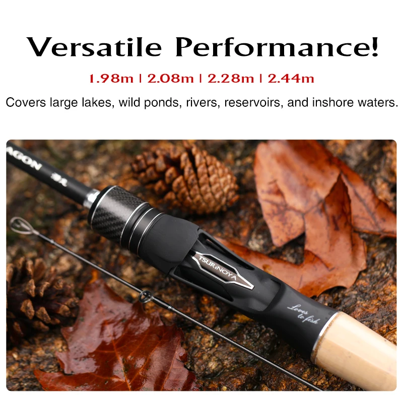 TSURINOYA DRAGON Fishing Rod 1.98m 2.08m L ML M Fast Action Spinning Casting Rod For Bass Pike FUJI Guide Carbon 2 Section Rod