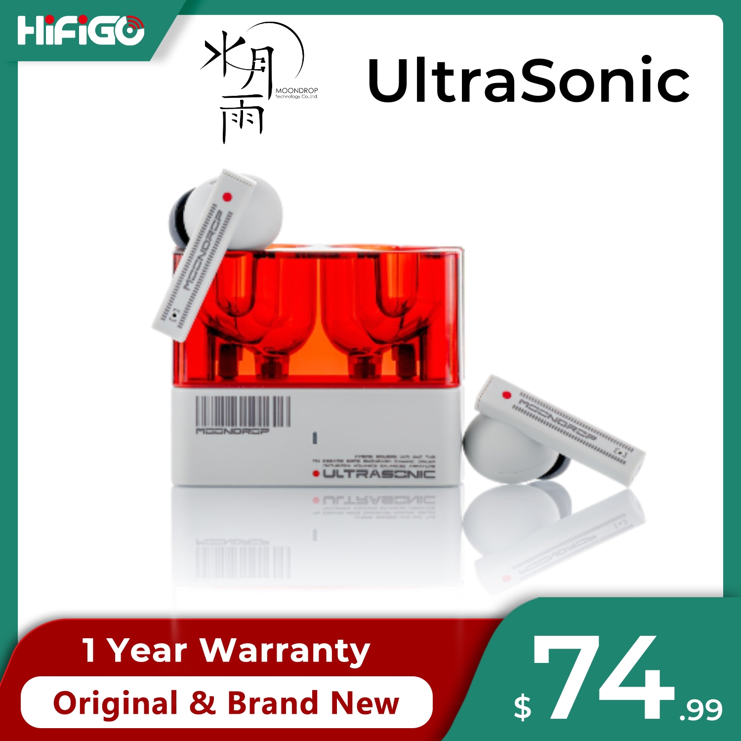 Moondrop UltraSonic Hybrid Drivers TWS Hybrid Hi-Fi ANC True Wireless Stereo Earphone Bluetooth 5.3 Lossless Earbuds ios Android