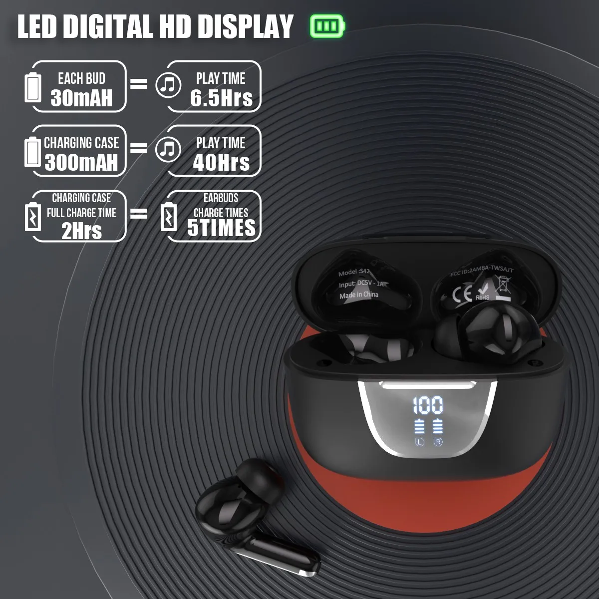 【新品】Bluetooth ワイヤレスヘッドセット S42 S42 bluetooth 2023ワイヤレスヘッドセット,マイク付き,ノイズ