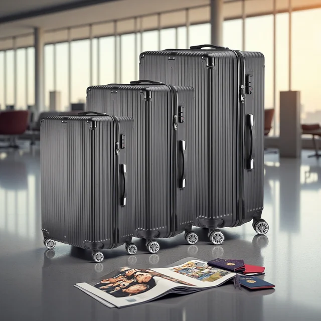 Set de 3 Valises de Voyage, Valise Rigide en ABS, Lot de 3 valises avec roulettes Pivotantes 360°, Serrure à Combinaison, Noir 1