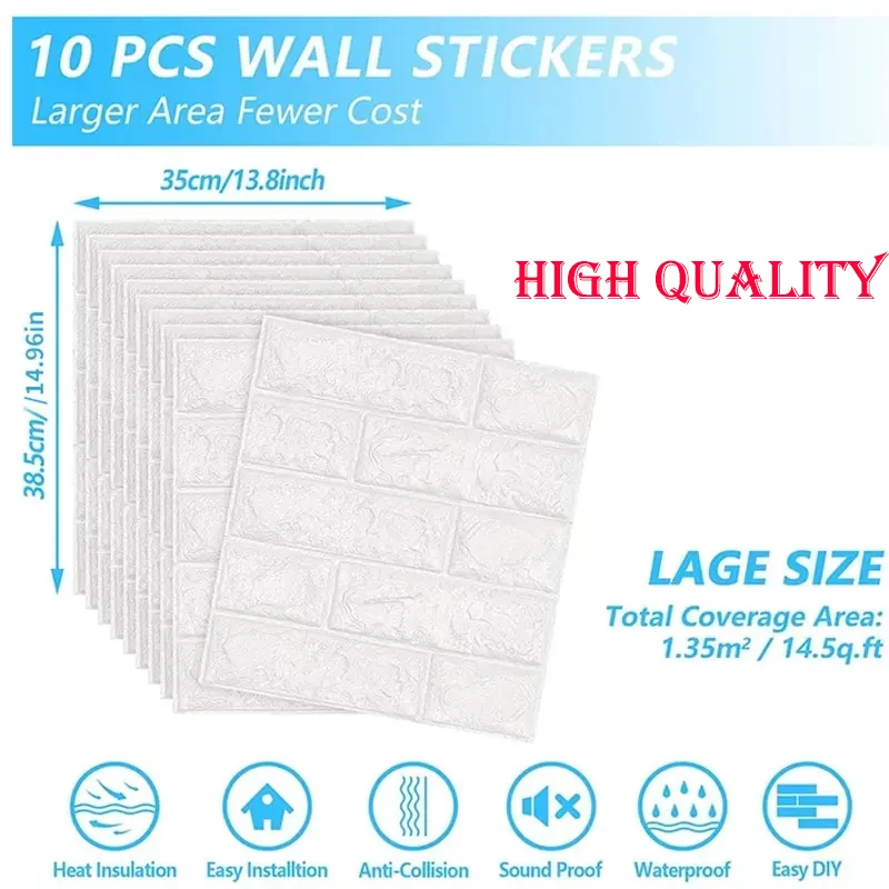 

38.5cm*35cm 3d Wallpaper Brick Pattern Living Room Decoration Home Self-adhesive Panels Waterproof Wall Sticker Foam PVC