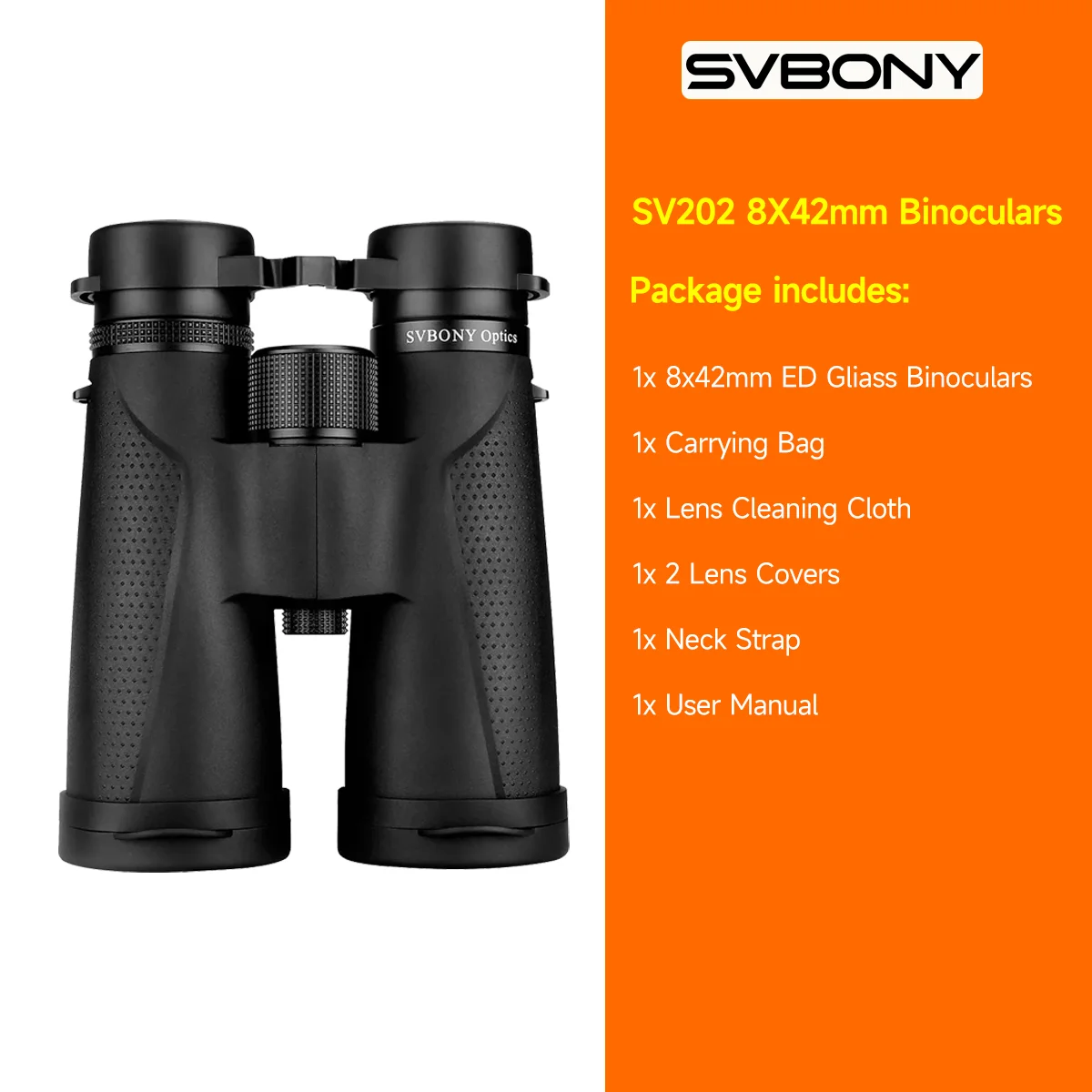 Svbony SV202 8X32/8x42/10x42/10X50 IPX7 防水 ED 長距離双眼鏡