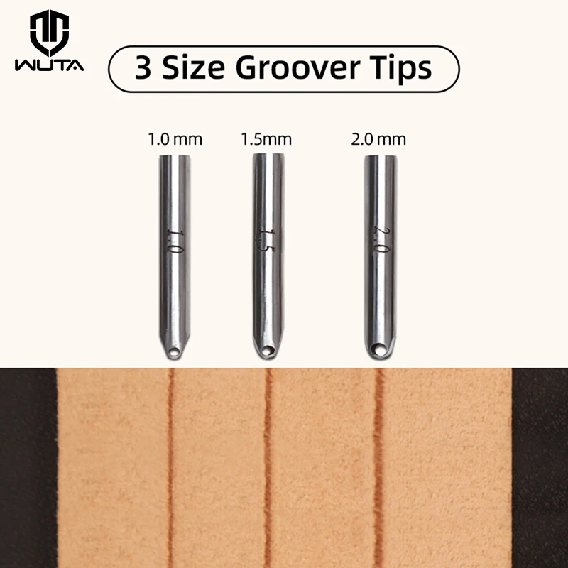 WUTA Professional 3 in 1 Leather Groover Tool Set M390 Steel Head Adjustable Edge Crease Stitching Groover DIY Leather Tools