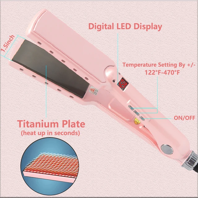 Piastra per capelli professionale RUCHA piastra larga ferro da stiro in titanio riscaldamento rapido Display LCD trattamento PTC ferro e spazzola per capelli 4