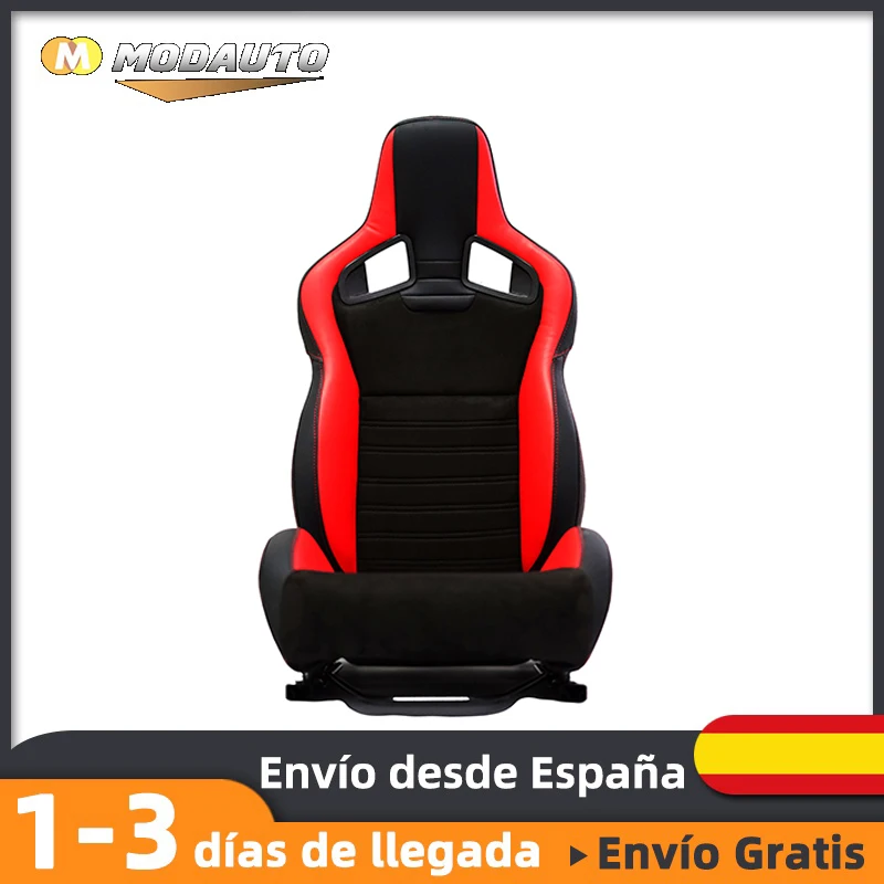 M MODAUTO Europe S.L. Car seat accessories car. Sports seats for car accessories  video game Cockpit SEMIBAQUET including Seat Sport Universal driver SIMPRO  black and red leather backing PVC N1201U