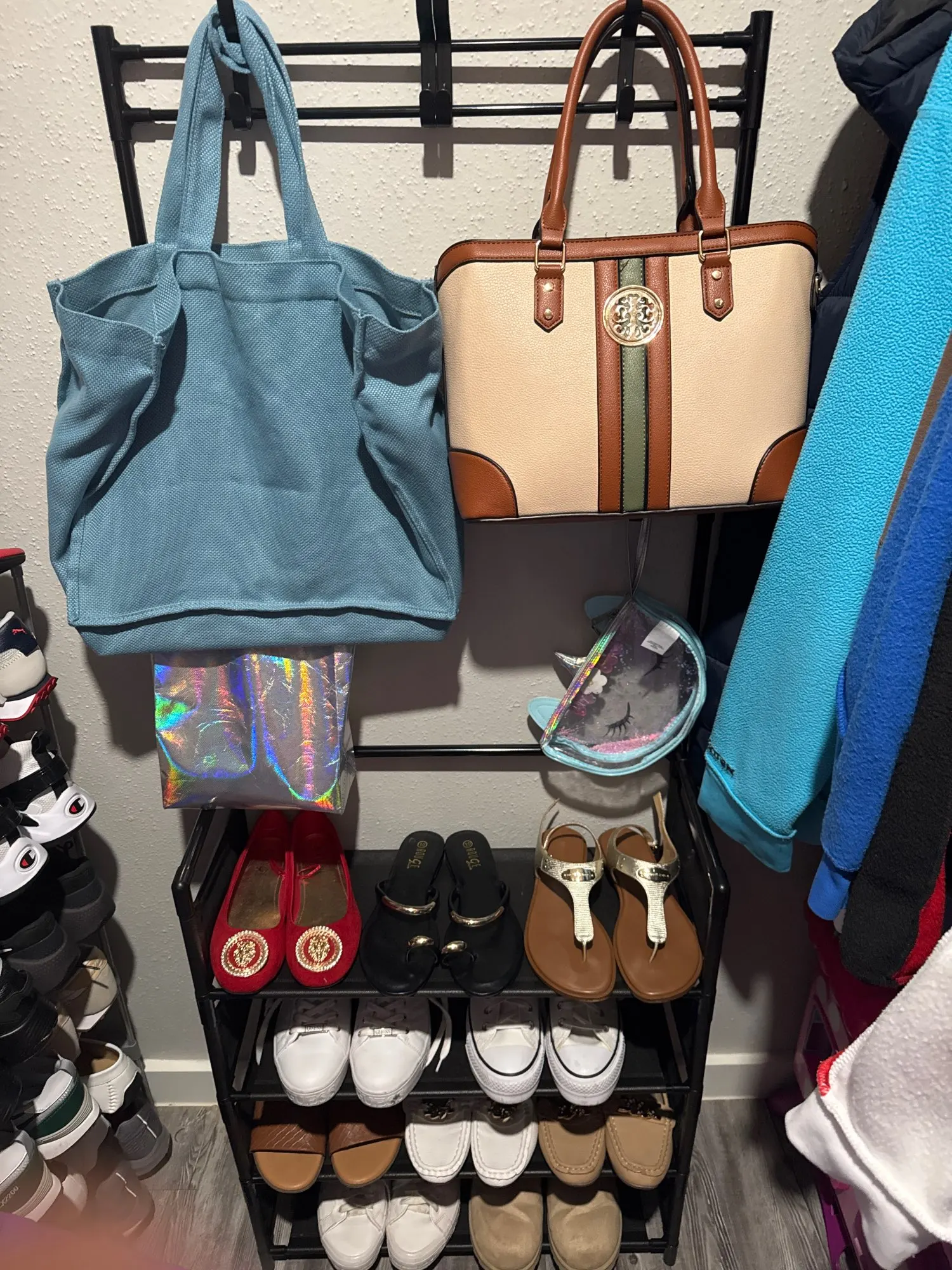 Clothes Hanger Multi-Layer Shoe Rack Doorway DIY Hat And Shoes Shelf Simple Floor-Standing Living Room Organizer Storage Racks photo review