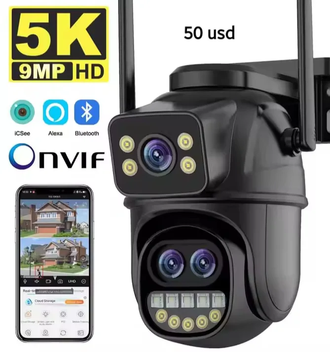 4K 8MP HD Wifi PTZ Camera Outdoor 4MP Dual Lens Dual Screen AI Auto Tracking IP Camera CCTV Audio Video Surveillance P2P iCSee photo review