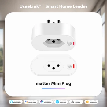 UseeLink Matter Smart Plug BR 16A Smart Socket APP Power Electrical Socket WiFi Work With Homekit Alexa Google Assistant