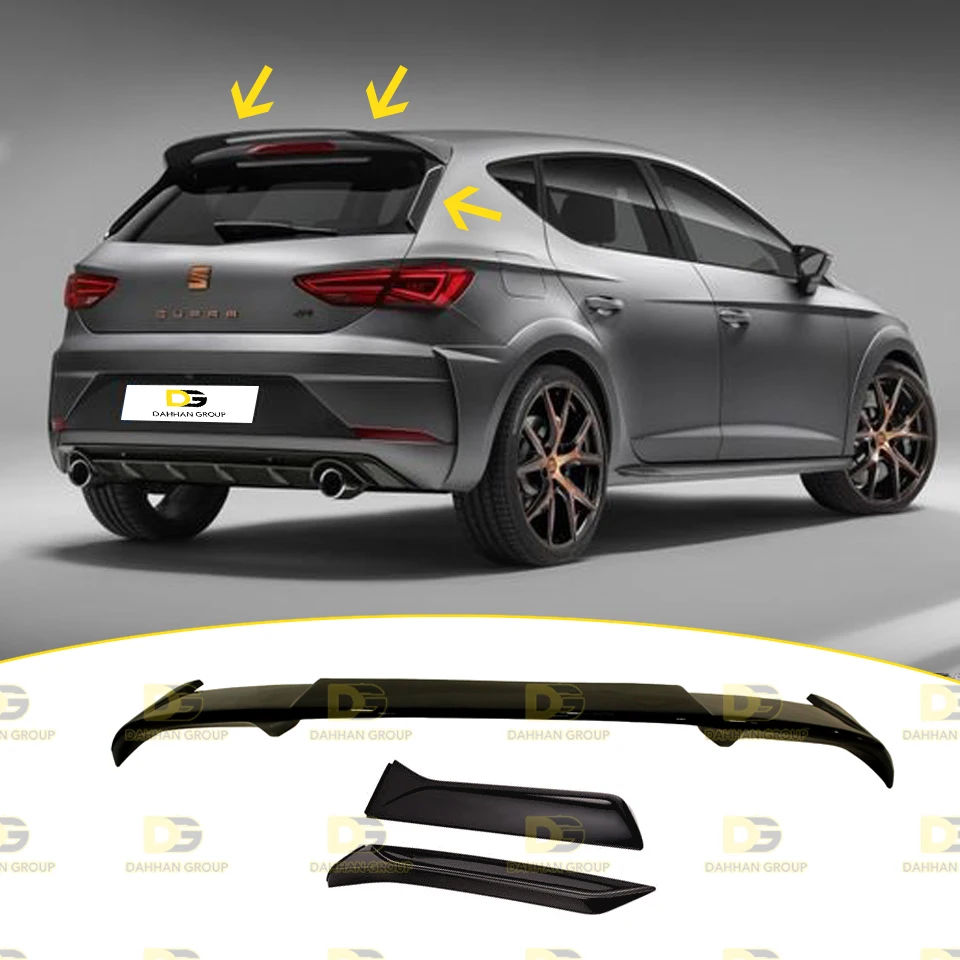 Seat Leon MK3 and MK3 Facelift 2012 - 2019 Cupra R Style 3 Pieces Rear Spoiler Wing Painted Surface High Quality Fiberglass R300