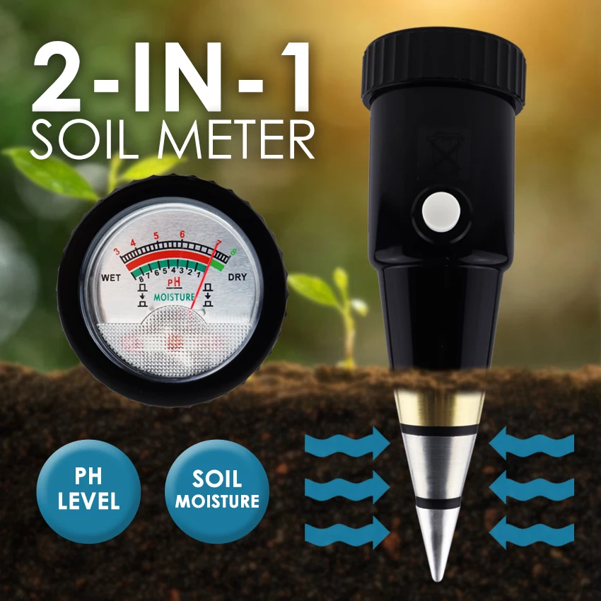2 in 1 Tester pH del suolo accurata del suolo pH-metro PH Umidità Misuratore di umidità per 