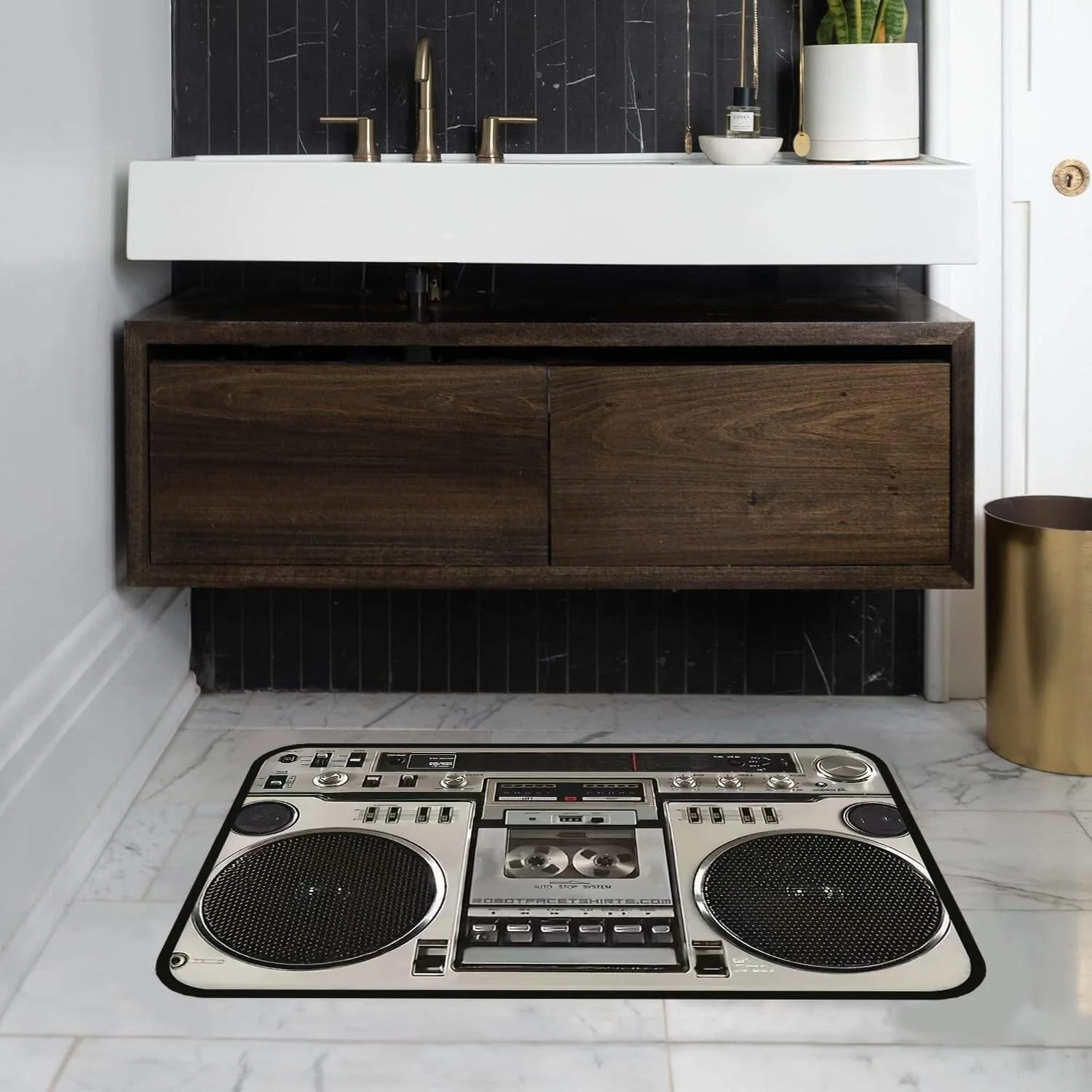Vintage Cute 80s Boombox Non-Slip Carpet Doormat Bedroom Bathroom Mat Entrance Living Room Balcony RV Home Anti-Slip Carpet